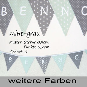 Wimpelkette mit Namen aus Stoff, personalisiertes Geschenk zur Geburt, Taufe oder Ostern