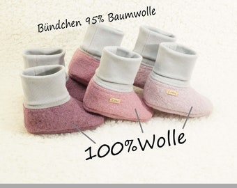 Crawling shoes with names made of wool in pink, walking shoes personalized for babies