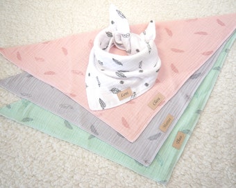 Baby scarf with name made of muslin, personalized baptism gift or birth gift