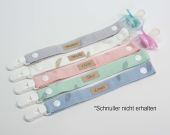 Pacifier chain with name, pacifier strap made of fabric, birth gift, baptism gift, personalized