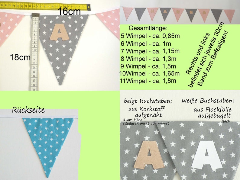 Wimpelkette mit Namen als Baby Geschenk, personalisierte Girlande Bild 6