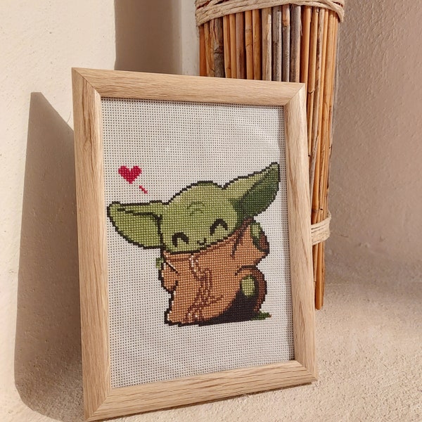Little Green Monster Cross Stitch Pattern PDF - Cross Stitch Patch - Embroidered Picture PDF