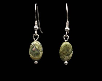 Rainforest Jasper / Rhyolite Silver Earrings