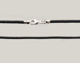 Baumwollband / Choker mit Karabiner - Schwarz - (ø 2mm)