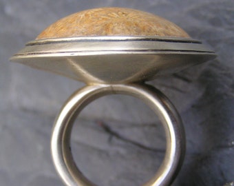 Designer Ring Silver 925 Versteend Koraal