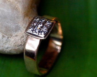 Unieke Ring 9 Diamonds 0.36 ct vs Gold 585 Wit Goud 585 Rin maat 50 /15.9 mm
