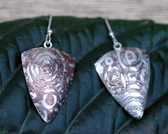 Oorbellen earring Mokume Gane zilver 925 Shakudo, Shibuichi unieke