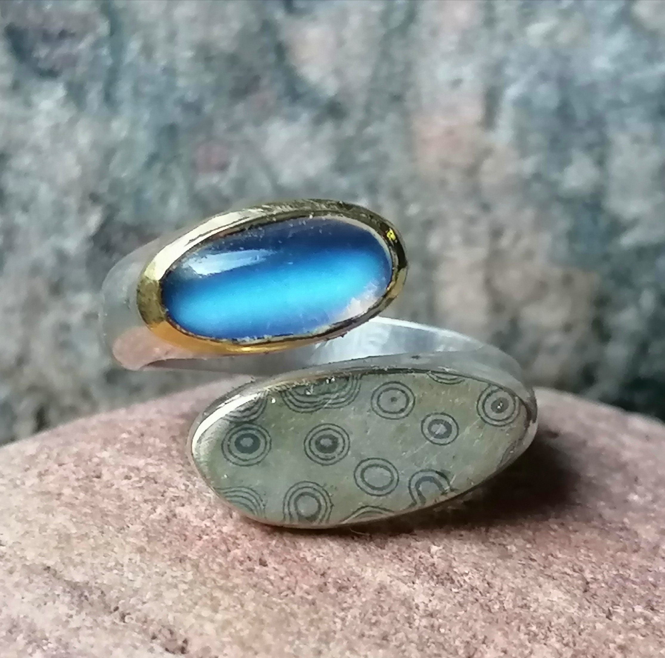 Unique ring silver 925 gold 900 palladium 500 moonstone Sri Lanka 57
