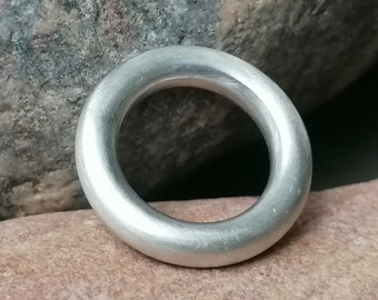 Designer ring silver 925 round minimalist matt round rail simple clear design 4.5 mm size 54
