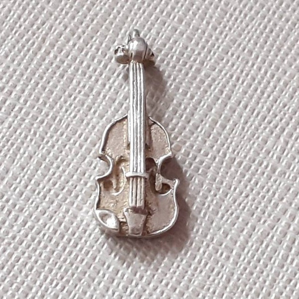 SILVER CHARM VIOLIN For Traditional Charm Bracelet. Genuine Silver Violin, Cello, Viola Bracelet Charm, Musical Instrument, Vintage Music