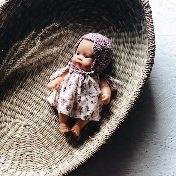 Miniland ropa para muñecas sombrero 21 cm estilo retro floral