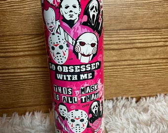 Vaso de 20 oz con diseño de libro de quemaduras con temática de terror