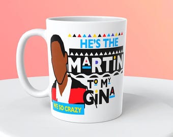 Él es el Martin de mi Gina, tazas de café, 12oz, 15oz, tazas de café