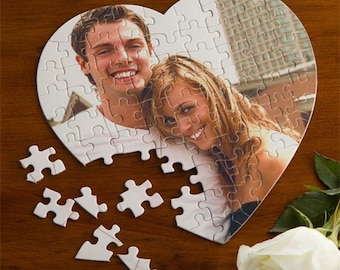 Heart or Circle personalized photo jigsaw puzzle, Valentine’s Day photo puzzle, 75 pieces