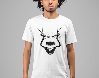 Camiseta unisex de Halloween con cara de payaso aterrador