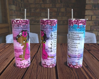 She is...Black Betty 20oz Stainless Steel Skinny Tumbler with straw, gift for her,