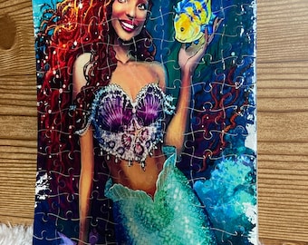 Black  Mermaid Jigsaw Puzzle, 120 pieces (12.2 in x 8.66 in) (thickness 0.06 in)