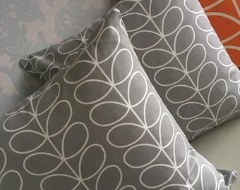 Genuine Orla Kiely Siver-Grey Linear Stem Print Insert Cushion Cover