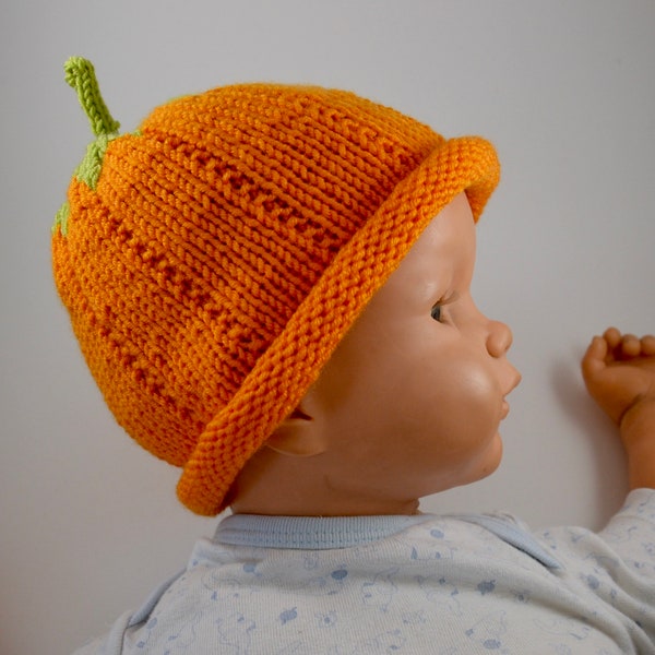 Strickmütze "Kürbis"- Babymütze Herbst / Halloween