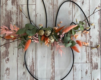 Metall Hase Osterhase Hasenhoop Flowerhoop Osterdekoration Osterhoop Metallei Ostern Wandring Türschmuck Wandschmuck