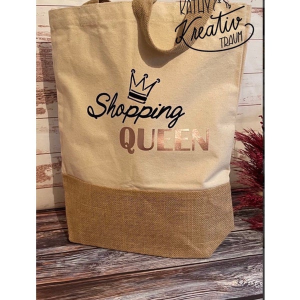 Shopping Queen Tragetasche Einkaufsshopper Leinentasche Jute