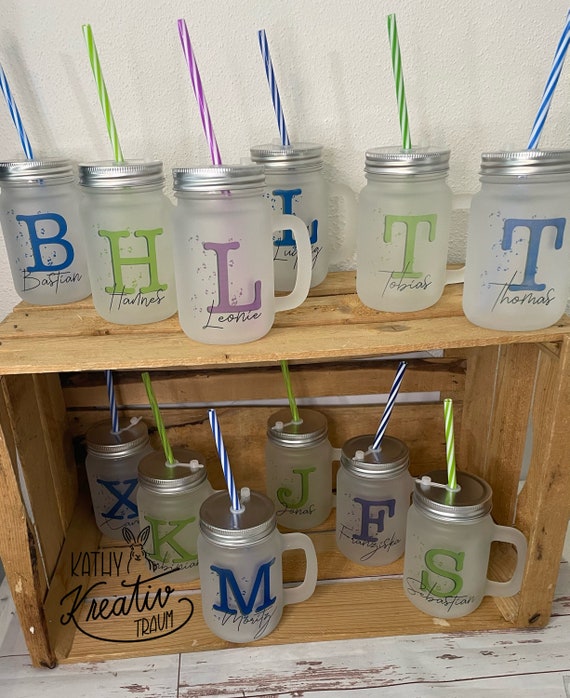 Drinking Cups With Straws Lids Glass Jar Cups With Handle Coffee