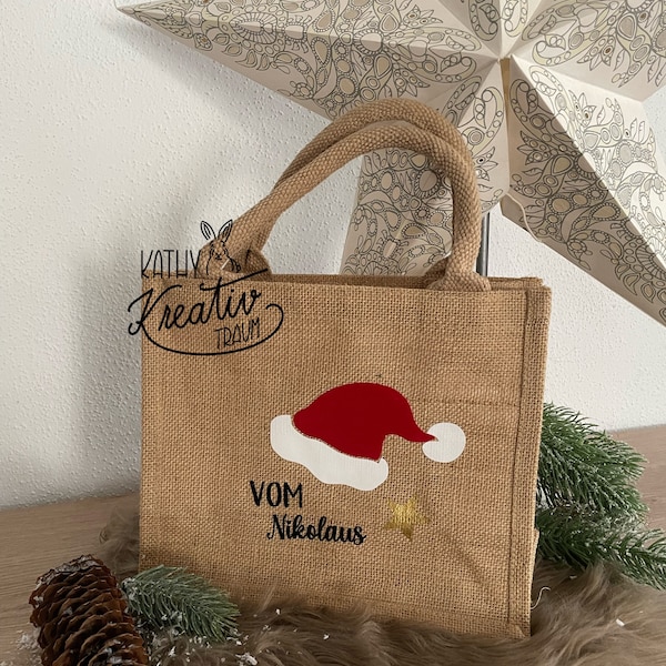 Nikolaussäckchen Nikolaus Jutetasche Jute Nikolausstiefel