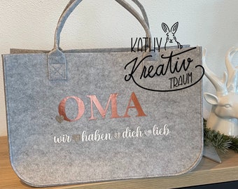 Filztasche Einkaufstasche Shoppingbag Oma / Mama personalisiert Shopper