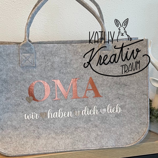 Filztasche Einkaufstasche Shoppingbag Oma / Mama personalisiert Shopper