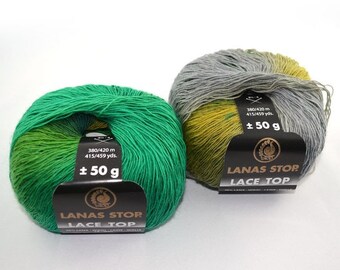 EUR 119/1kg LACE TOP Lanas Stop lace yarn lace wool knitting wool wool gradient 211 variegated gradient laceyarn handknitting wool yarn