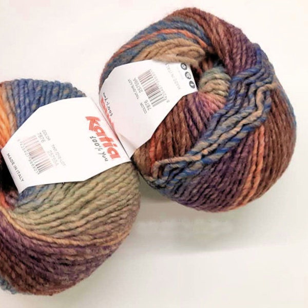 EUR 99,5/1kg AZTECA 7876 KATIA Wolle Farbverlauf variegated color woolyarn Gradient handknitting multicolour fancy wool mixed versatile yarn