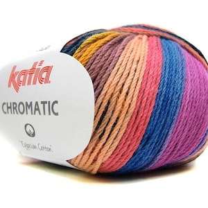 EUR 99.8/1kg CHROMATIC Katia cotton multicolor cotton yarn gradient 70 Vegan variegated color cotton yarn gradient cottonyarn