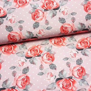 EUR 18.90/1 m cotton jersey jersey roses flowers dots dots old pink dotties fabric floral Shabby Roses Old rose romance jersey cotton fabric
