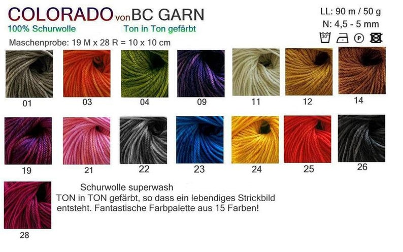 EUR 119/1kg COLORADO BC Garn Superwash 100% Schurwolle 25 Wolle Strickwolle Strickgarn Merino handknitting wool yarn hand knitting woolyarn Bild 2