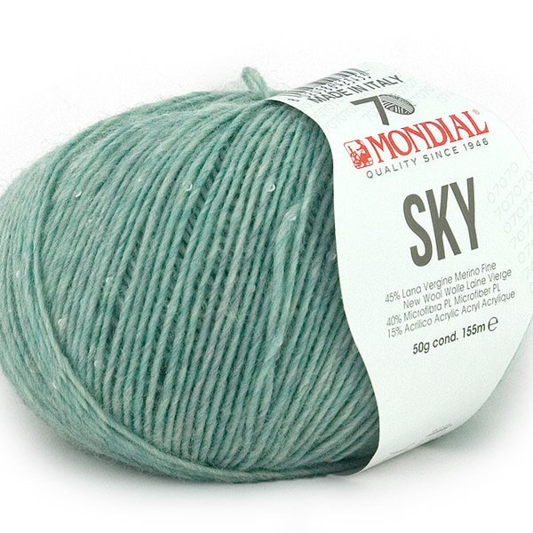 EUR 139/1kg SKY MONDIAL Merinowolle mit Pailletten Merino Wolle 926 Lace sequin yarn with micro sequins woolyarn very sof