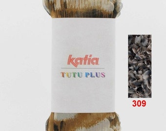 EUR 198/1kg TUTU PLUS Katia Rüschenwolle Chiffon Schal F. 309 Vegan fabric printed chiffon ruffle scarf yarn ruffleyarn variegated color