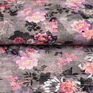 EUR 19.98/1 m summer sweat FRENCH TERRY jersey flowers blossoms floral vintage boho fabric sweat fabric sweat fabric sweatshirt romantic flowers