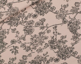 EUR 24.00/1 m FRENCH TERRY Summer Sweat Cherry Blossom Cherry Blossom Sakura Flowers Floral Spring Sweat Fabric Old Pink See you at six