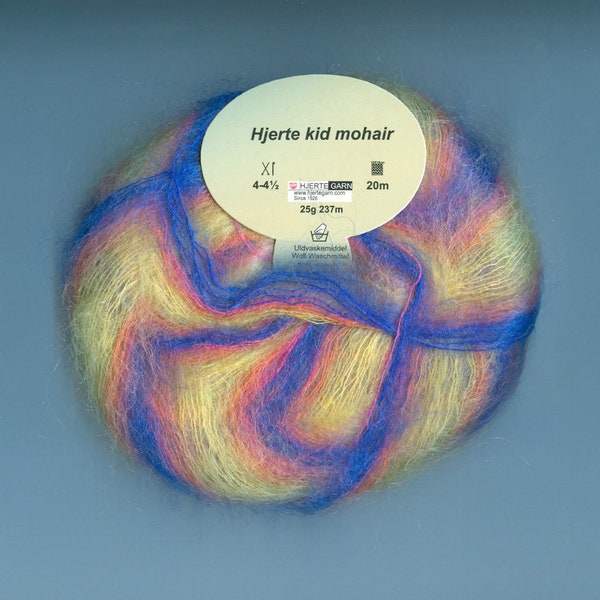EUR 318/1kg KID MOHAIR Rainbow Color Lace Hjertegarn Rainbow Lacegarn Mohair wool Mohair yarn mohairwool handknitting yarn