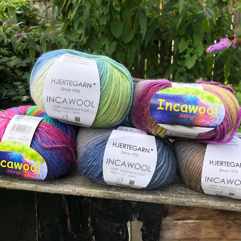 EUR 99,5/1kg INCAWOOL HJERTEGARN Hochland Wolle Peru Farbverlauf variegated col.1166 Strickwolle Strickgarn gradient color highland woolyarn Bild 4