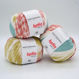 EUR99.5/1kg MEDITERRANEA KATIA Egyptian 100% Cotton Jacquard Gradient 307 Knitting Yarn Crochet Yarn Summer Yarn DK Summer Wool Vegan