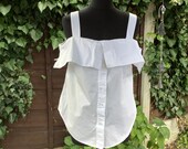 White cold shoulder shirt