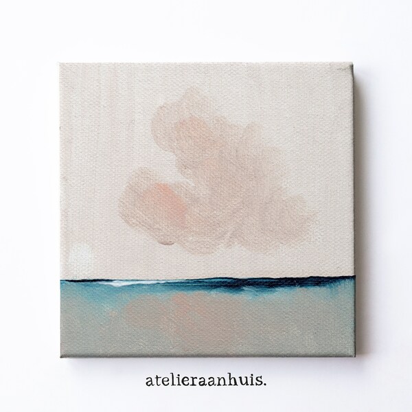 Abstract schilderij van de zee, getiteld: 'Nuages essuyer'