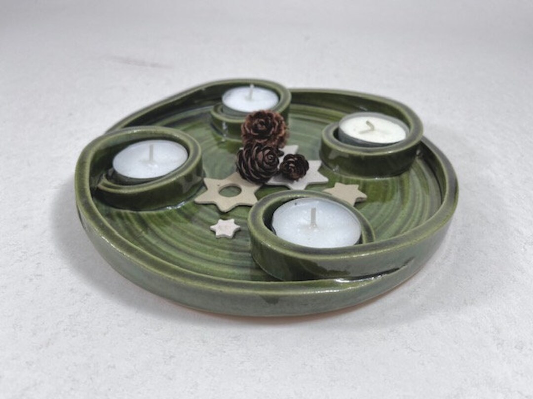 Adventskranz für Teelichter Weihnachtlicher Kerzenteller Etsy.de