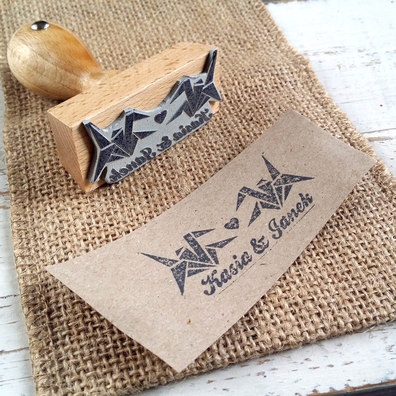 Wedding Stamp Personalized 25x60mm origami