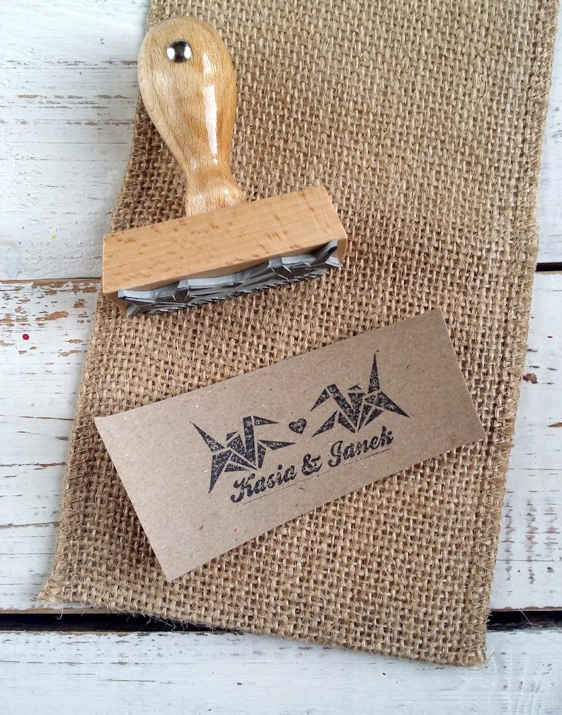 Wedding Stamp Personalized 25x60mm origami