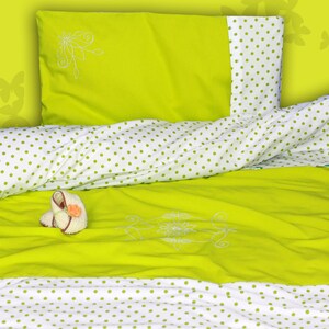 Children's bed linen "Spring fresh in apple green"100 x 135 cm