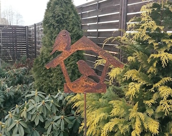 Metalen vogel tuin kunst, metalen vogel decor, roestige tuin teken, metalen tuin decor, roestige metalen staak, roestige vogel tuin staak, rustieke decoratie