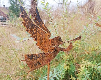 Metall Engel Garten Pfahl, Weihnachtsgarten Kunst, rostiger Engel Garten Schild, Garten Engel, Metall Meter Deko, rostiger Garten Weihnachtsdekor