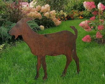 Metal goat garden decor, rusty goat garden decoration, goat sculpture, rust goat outdoor decoration, metal goat garden stake, winter decor